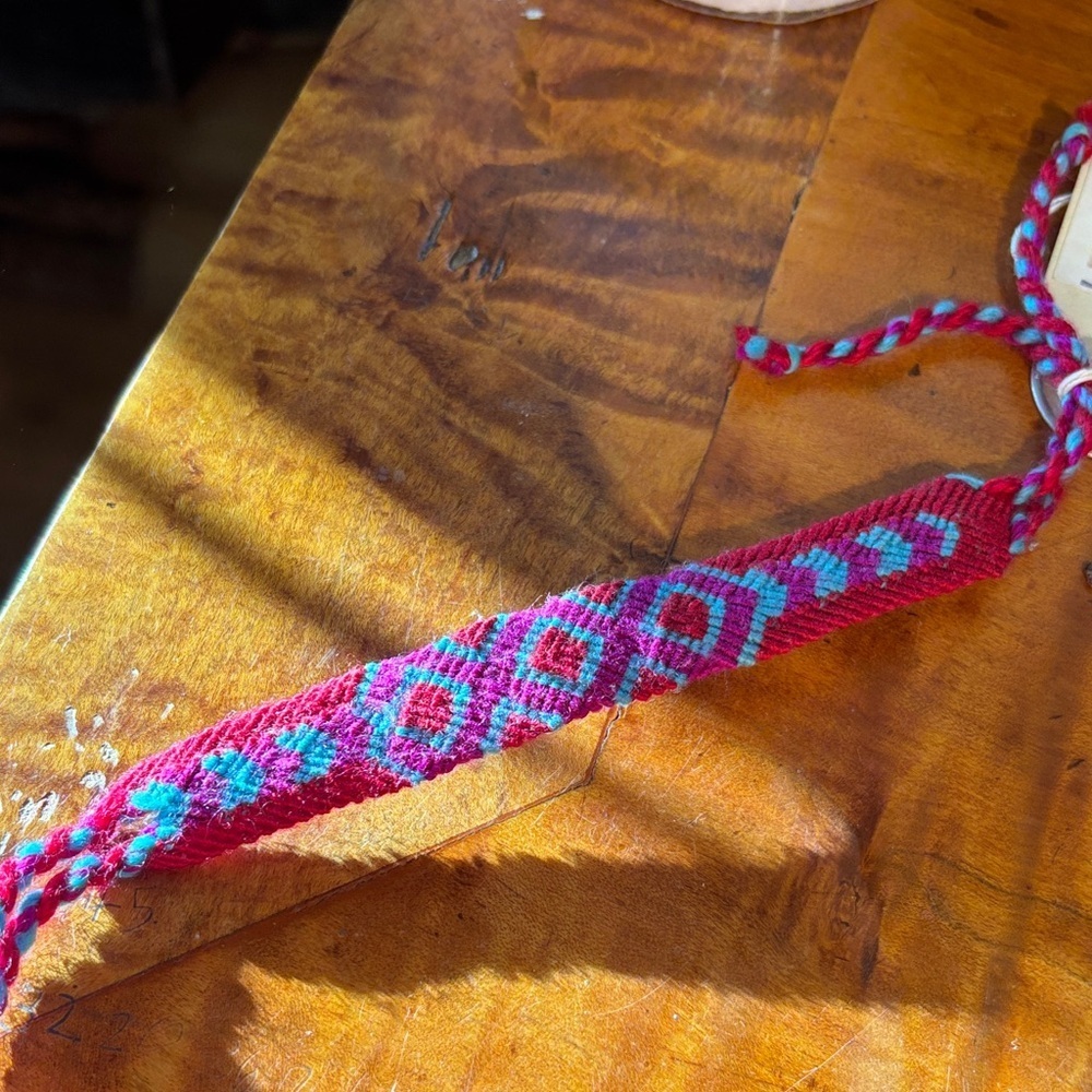 Handmade Red and Blue Woven Bracelet